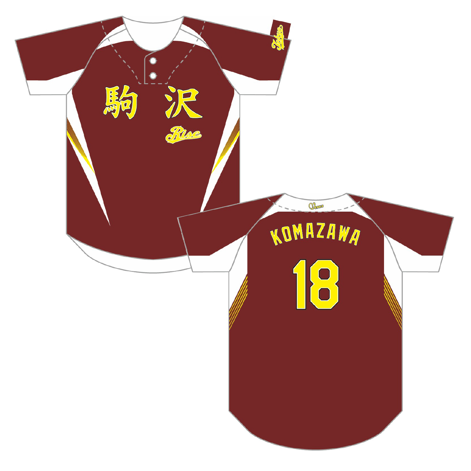 【記入あり】駒沢RISE オリジナルベースボールシャツ